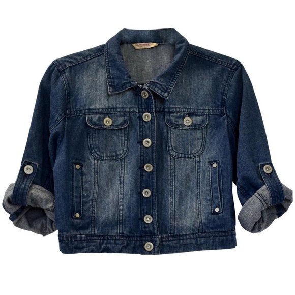 Highway Jeans Jackets & Blazers - Cropped Denim Jacket with Roll Up Sleeves